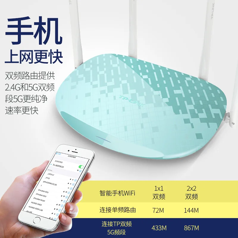 TP-LinkTL-WDR5610 Wireless Router Household 1200M Gigabit 5g Dual-Band Network WiFi Wall King