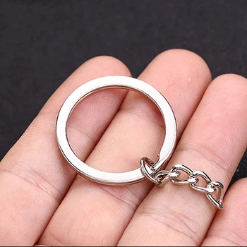 

25 mm Silver Color Metal Key Holder Split Rings With Chain Unisex Alloy Keyring Basic Keychain DIY Metal Accessories Dropship