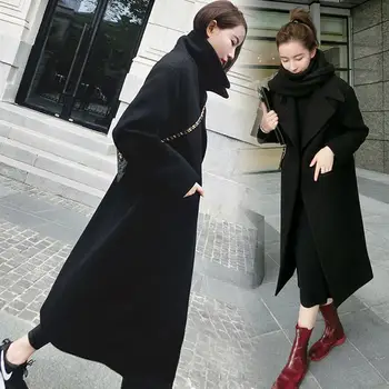 

Outwear women 2019 Korean version of the long section thick double-sided woolen windbreaker female woolen coat female jacket