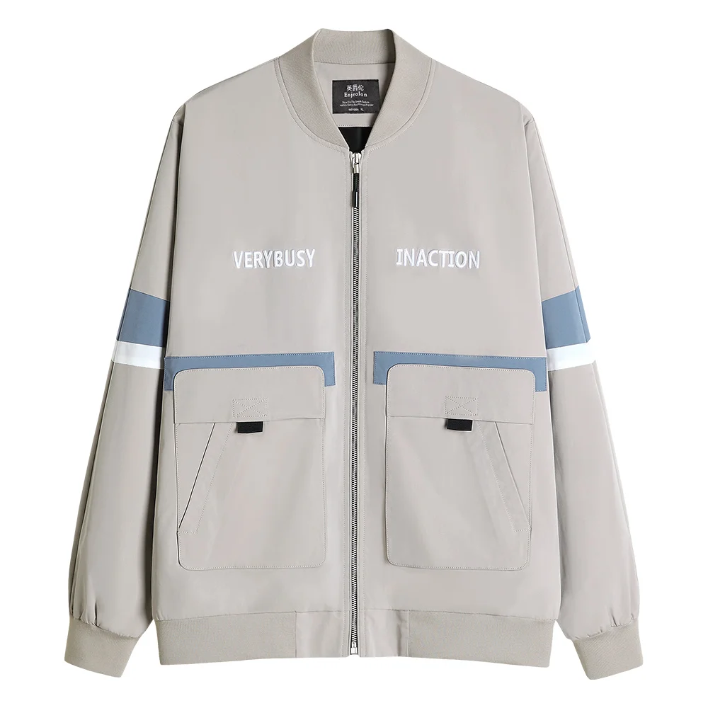 Light Khaki Enjeolon мужская куртка весна осень Новая повседневная карманная бейсбольная куртка мужская Высококачественная куртка-бомбер пальто для мужчин JK634 - Цвет: Light Khaki