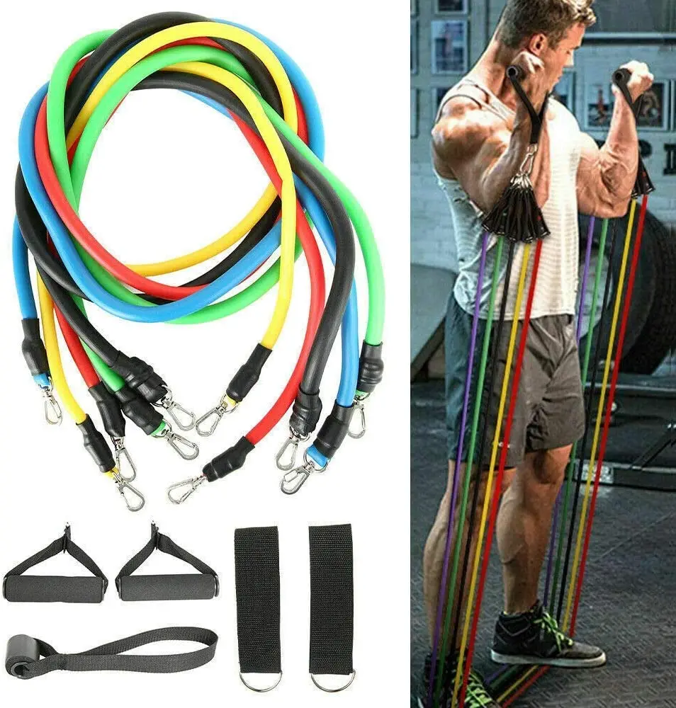 

11 Stks/set Pull Touw Fitness Oefeningen Resistance Bands Latex Buizen Pedaal Excerciser Body Training Workout Yoga