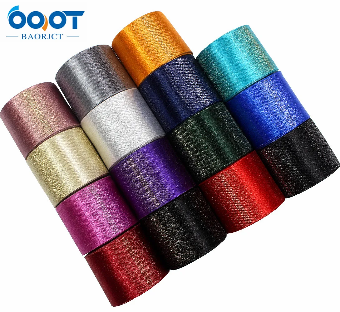 10Yards/lot 1-1/2"38MM 1712282 Gold Wire Double-sided Solid Color Ribbon Printing Ribbon Wedding Accessories DIY Materials