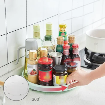 

360 Rotation Spice Rack Pantry Cabinet Turntable with Wide Base Storage Tray Organizer for Kitchen Seasoning 23cm