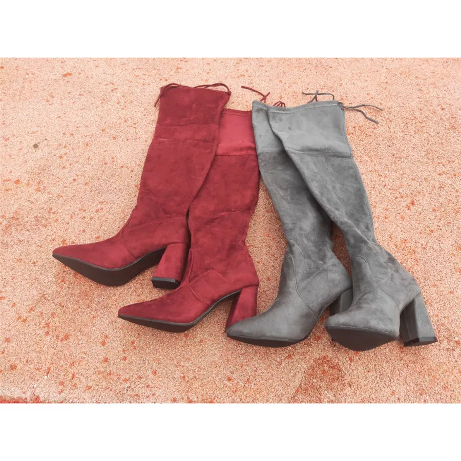 

wine femme botas largas mujer Overknee Woman High Long Solid Color Thin Elastic boots