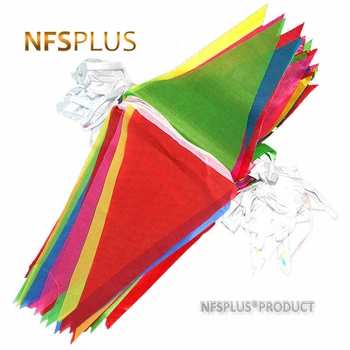 

Decorative Colorful Flags 50M 100PCS Triangle Red Yellow Blue Green Pink Hanging String Flags And Banners For Home Party