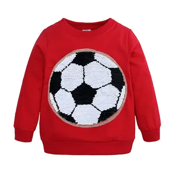 

Discoloration Football Sequins Kids Sweatshirt Active Cotton Long Sleeve Tops Spring Autumn Children Boy Clothes 2-7 Years