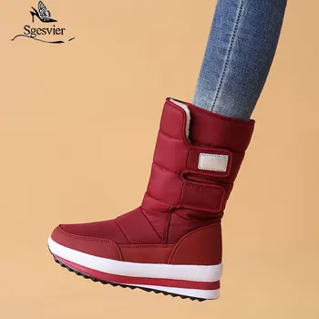 

Sgesvier Plus size 36-41 New Snow boots women thick fur warm mid calf boots platform shoes ladies cotton waterproof winter boots
