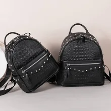 Рюкзак женская сумка стиль модный элегантный крокодиловый узор первый слой кожаный рюкзак пары женские кожаные сумки