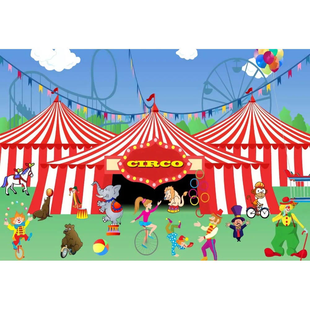 Cartoon Baby Circo Party Decor Stage Clown Jolker Child Photocall  Photography Background Photographic Backdrop for Photo Studio