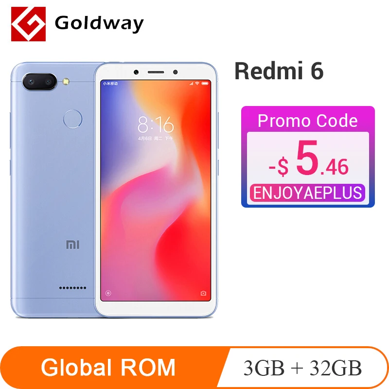 Смартфон Xiaomi Redmi 6 телефон с экраном 5 45 дюймов 18:9 на весь дисплей ОЗУ 3 Гб ПЗУ 32