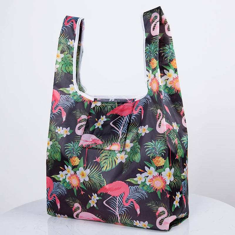 Эко нейлоновая сумка для покупок модные складные многоразовые сумка для покупок складные сумки для хранения Фламинго черный