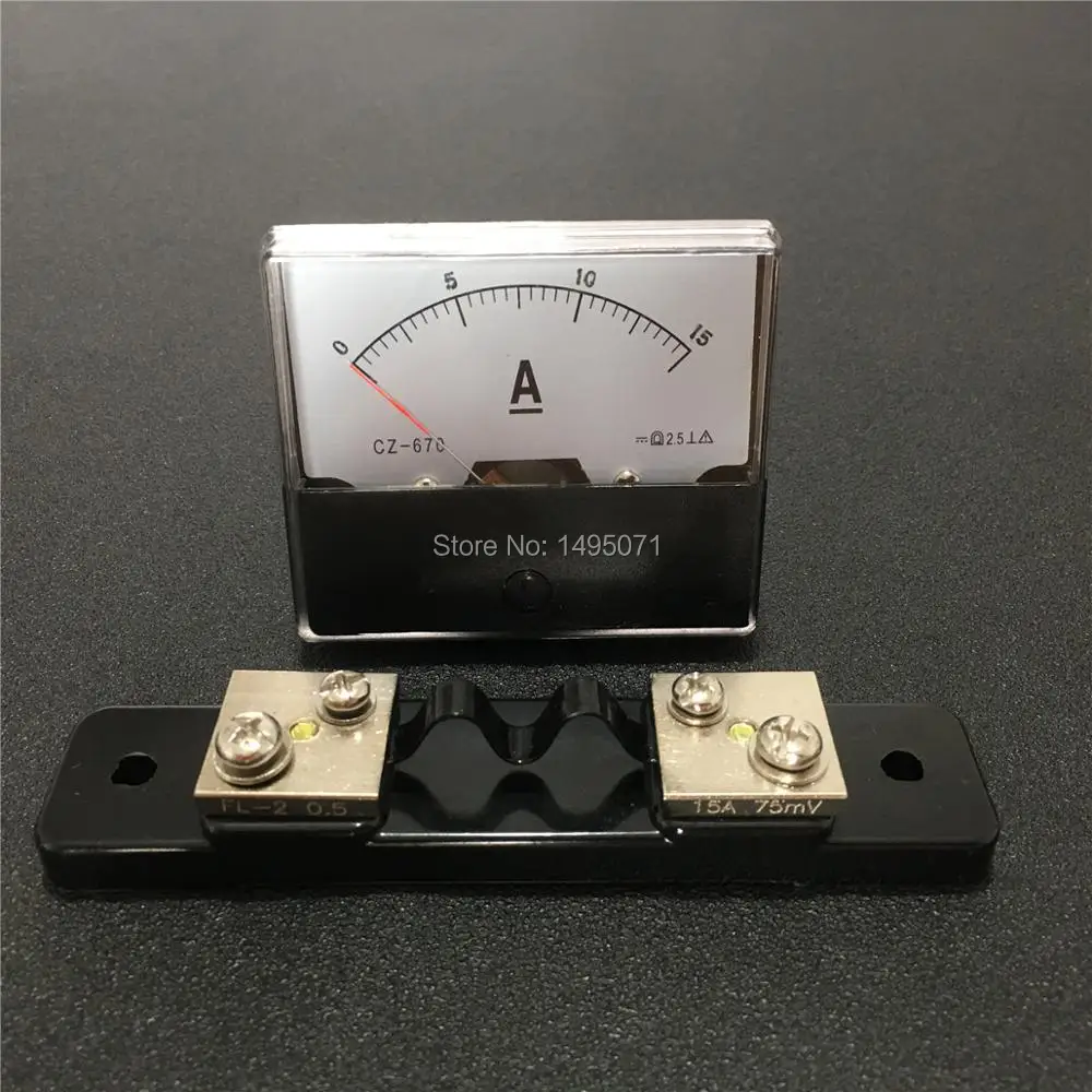 1 шт. DH670 аналоговая AMP экранный измерительный прибор постоянного тока 0-15A амперметр тока механический указатель уровня 15A Вт внешний шунтирующий резистор 75mV FL-2 0,5