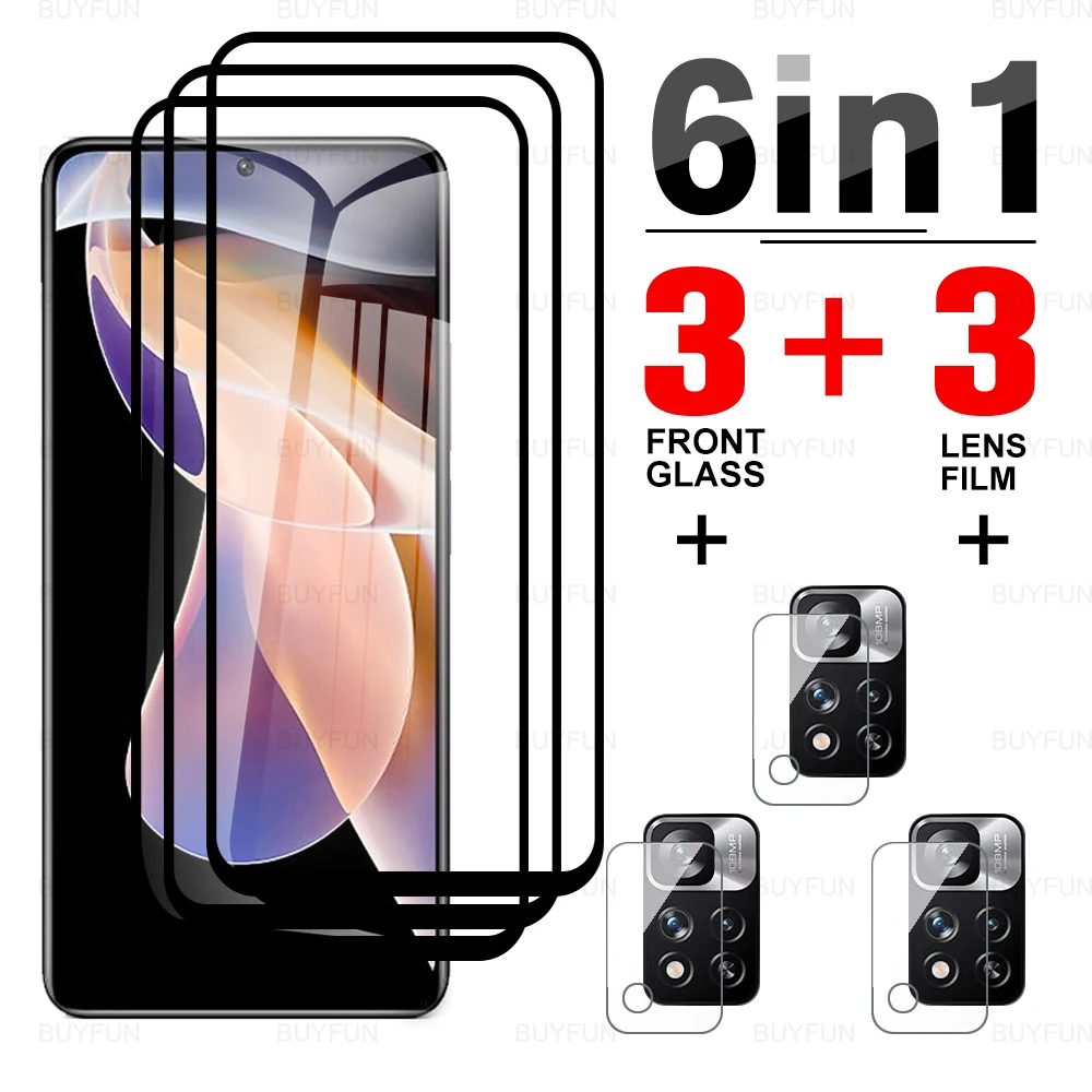 Закаленное стекло для Redmi Note 11 Pro 6 в 1 с черными краями xiaomi redmi note11 pro plus полное