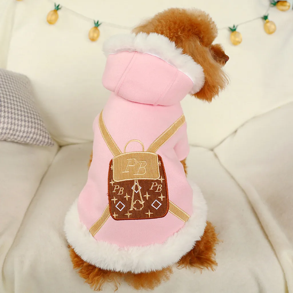 Розовая куртка с капюшоном для собак, комбинезон, костюм для собак на осень и зиму, удобная одежда для кошек, собак# LR2