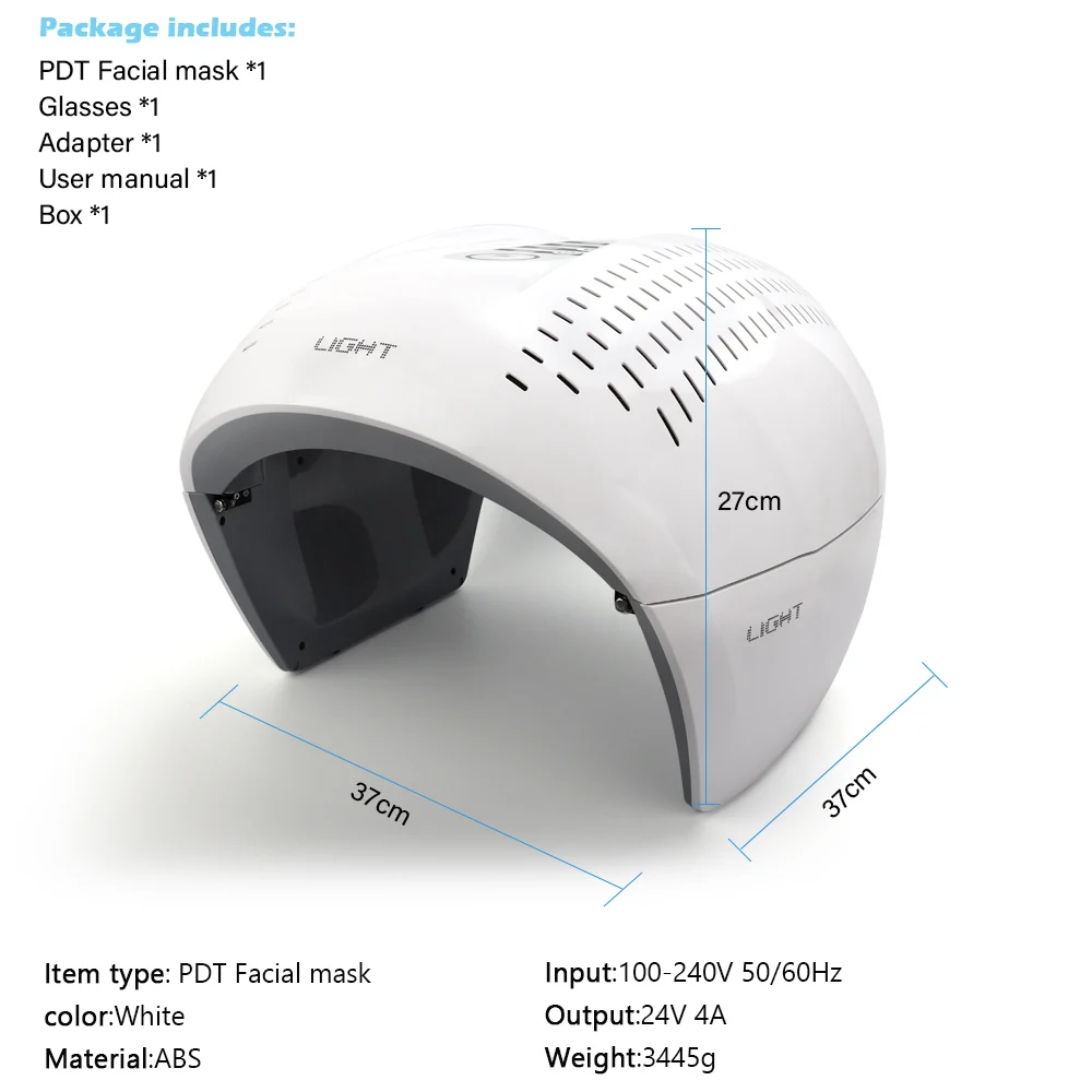  7 Colors PDF Led Light Therapy Facial Mask Skin Rejuvenation Photon Device Spa Acne Remover Anti-Wr - 4000144769026