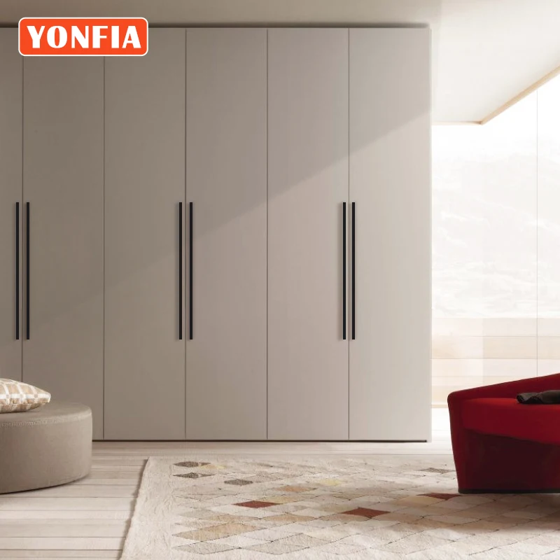 YONFIA 3728 Black Long Aluminium Profile Wardrobe Cabinet Drawer Pull Handle Long Gold Kitchen Furniture Closet Pull Door Handle