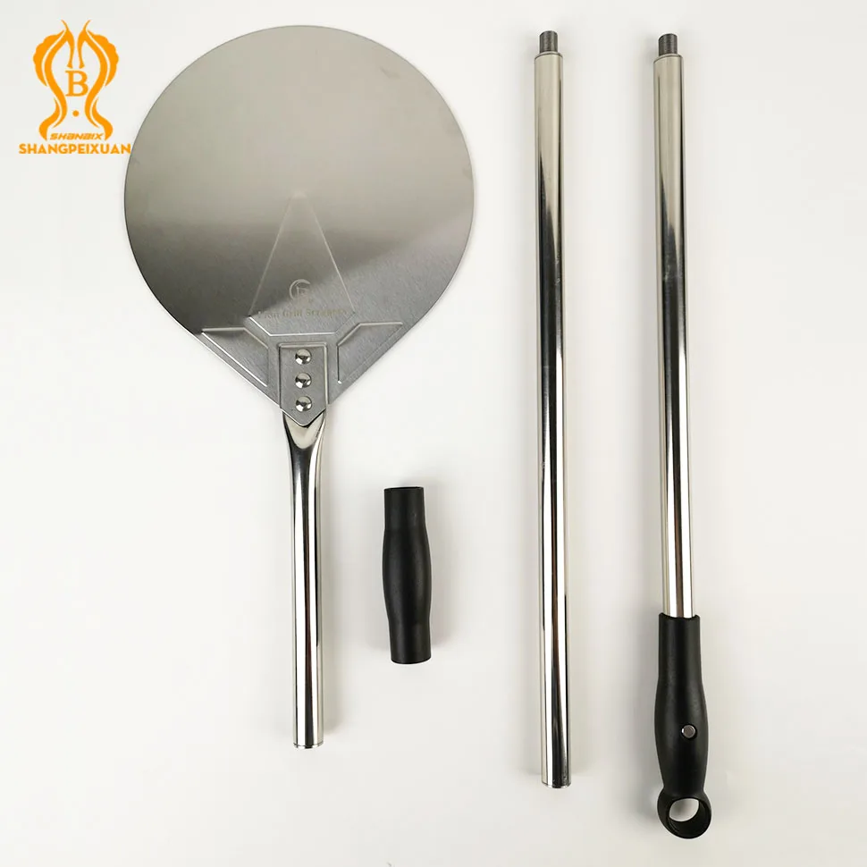SHANGPEIXUAN Removable Turning Peel 56 Inch Round Pizza Turning Peel Stainless Steel Pizza Paddle Long Tool