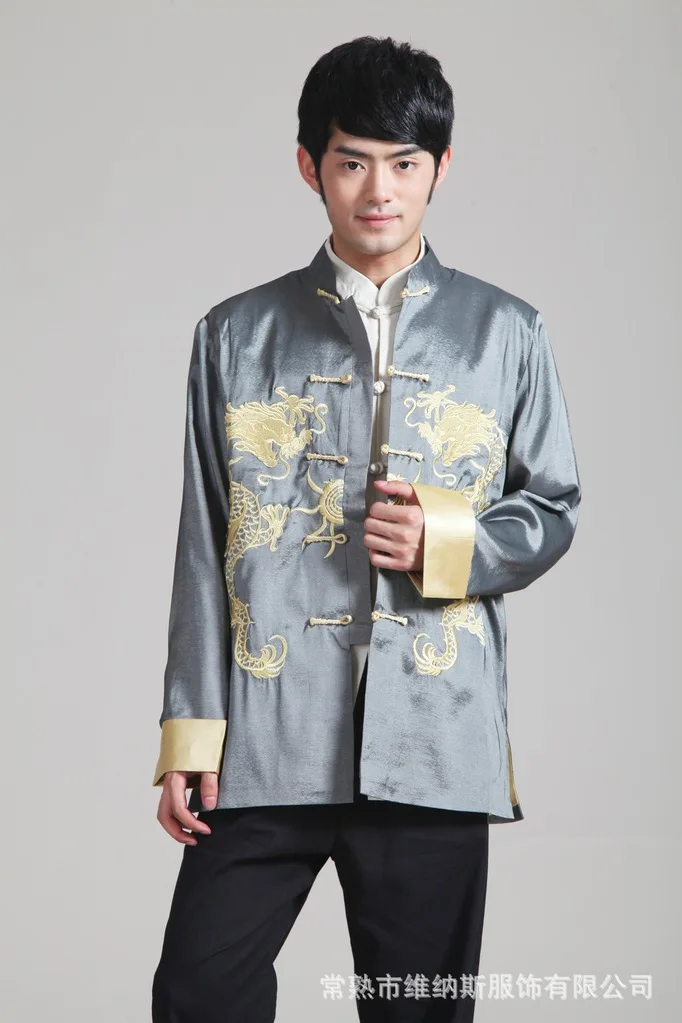 Embroidered jin shuang long Turn Sleeve Chinese Costume MEN'S Long-sleeved Coat 2283-4 Spring Autumn Winter Men'S Wear Casual St