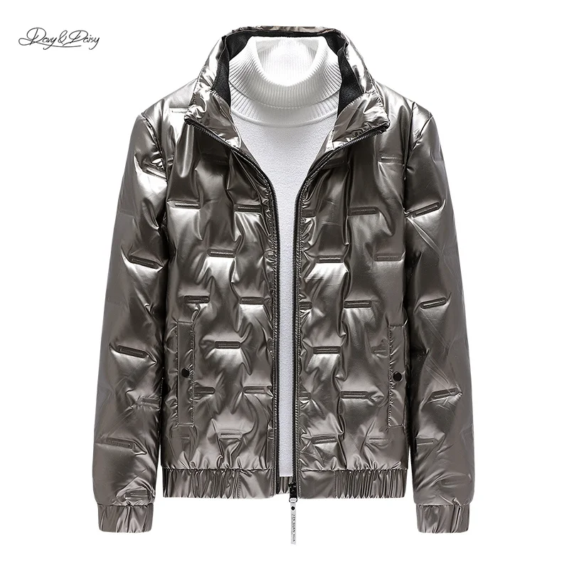 

2021 DAVYDAISY новые мужские парки 5XL со стоячим воротником, зимнее пальто, Мужская модная верхняя одежда, толстый Повседневный пуховик на утином пуху, Теплый Блестящий JK128