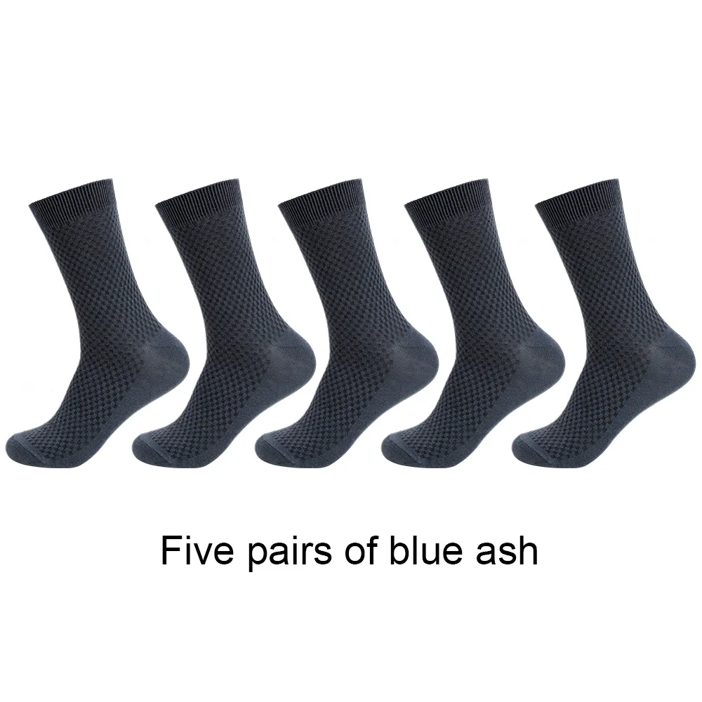 5 Pairs Bamboo Fiber Men's Socks Autumn Winter Deodorant Business Socks Men Long Size EUR 40-46 High Quality - Цвет: 4