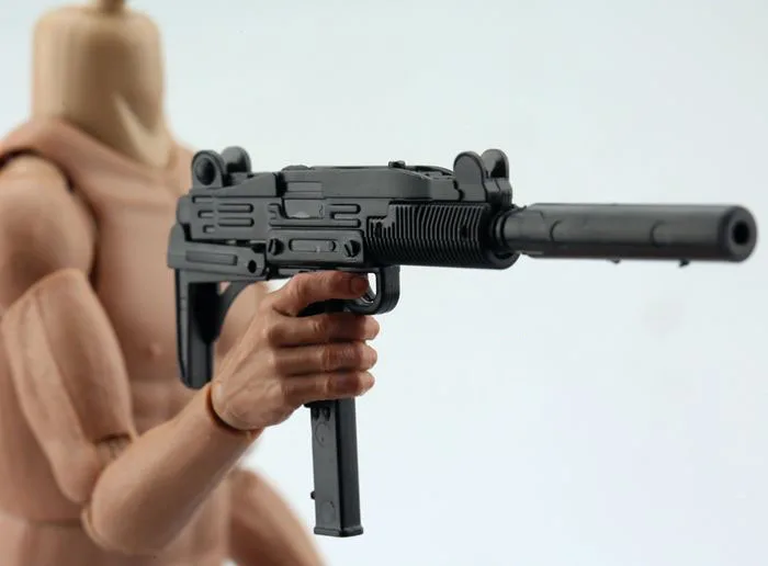 1:6 масштаб UZI Submachine пистолет пластиковая пушка в сборе головоломка модель для 1" Солдат Военного Оружия строительные блоки ребенок коллокации