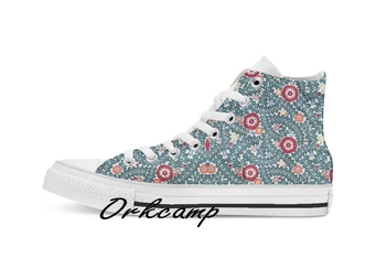 

Wiener Werkstatte Textile Pattern 1910 Custom Casual High Top lace-up Canvas shoes sneakers Drop shipping