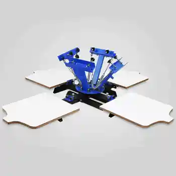 

Free shipping 4 Color 4 Station Silk Screening Screenprint Press Screen Printing Machine to USA