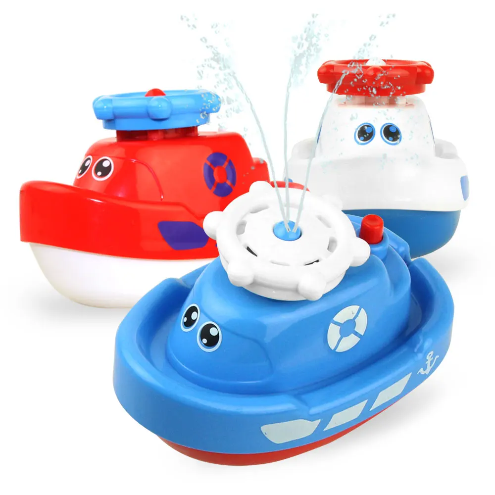 Baby Bath Toy Cute Electric Rotating Boat Automatic Spraying Jet Boat Pool Bathroom Water Toy Kids Birthday Gifts for Children