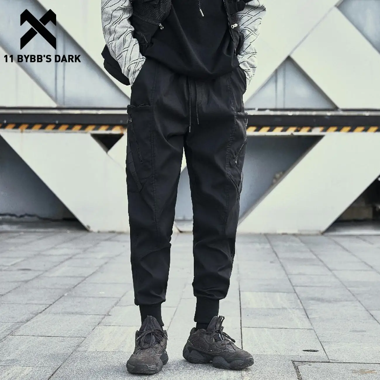 

11 BYBB'S DARK Hip Hop Cargo Pants Men Zipper Pockets Loose Trousers Techwear Streetwear Joggers Casual Black Pants Bottoms Male