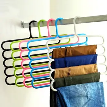 

5 Layer Pants Hangers Holders Multifunctional Anti Skid Dry Wet Use Scarf Hanger Non-slip Tie Scarfs Belt Creative Towel Rack