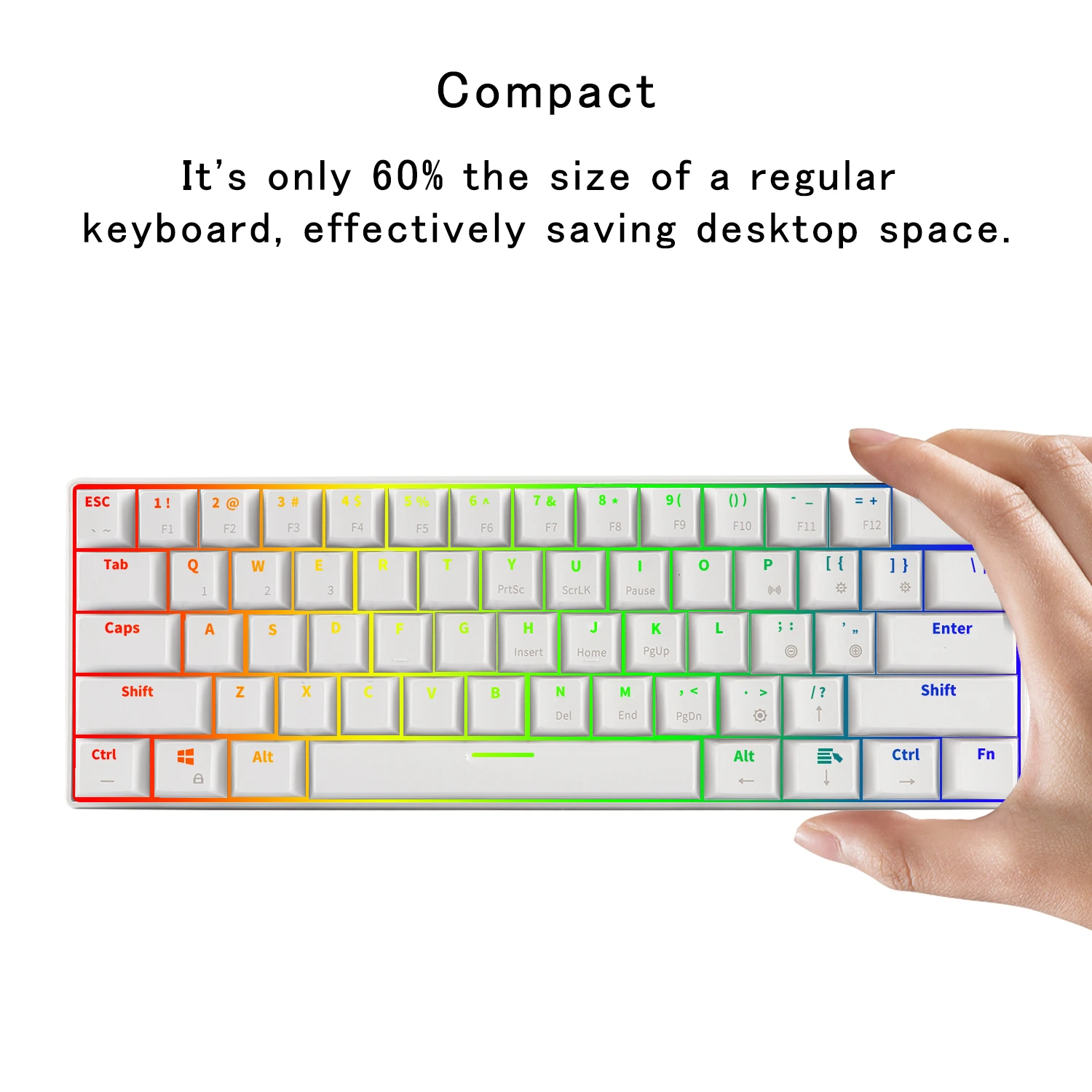 61 Keys Wired/Bluetooth Real RGB Blue Switch LED Backlight English Version Mechanical Keyboard For Gamer