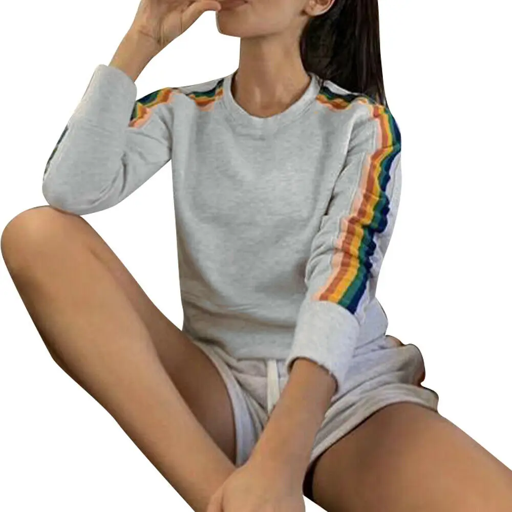 Women's Blouse Autumn Sweater Crew Neck Rainbow Print Long Sleeve Casual Womens Blouse And Tops Loose Shirt Pullover Blouse Women's Blouse Autumn Sweater Crew Neck Rainbow Print Long Sleeve Casual Womens Blouse And Tops Loose Shirt Pullover Blouse