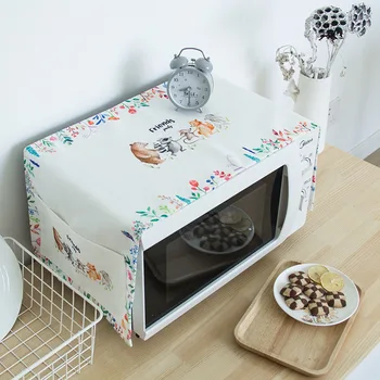 

Pastoral Style Art Small Fresh Microwave Oven Cover Cloth Fabric Cotton Waterproof Oven Cover Dust Cover 4