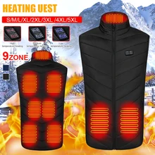 9 Heating Zone Intelligent Heated Vest Unisex Heating Thermal Warm Clothes Sleeveless Jacket for Outdoor Camping Hiking Unisex