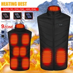 9 Heating Zone Intelligent Heated Vest Unisex Heating Thermal Warm Clothes Sleeveless Jacket for Outdoor Camping Hiking Unisex