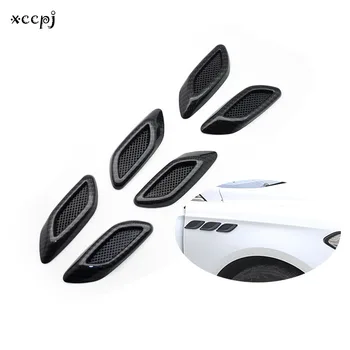 

XCCPJ 6 Pcs Universal Carbon Pattern Front Side Foliage Leaf Fender Vent Air Outlet Lamp Trim Car Styling Accessories