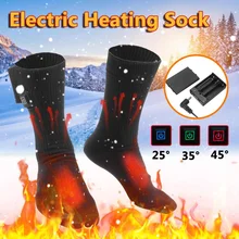Мужские зимние теплые носки с подогревом 4,5 V DC, теплые носки для рыбалки, катания на лыжах, велоспорта, заряжаемые хлопковые носки с подогревом для спорта