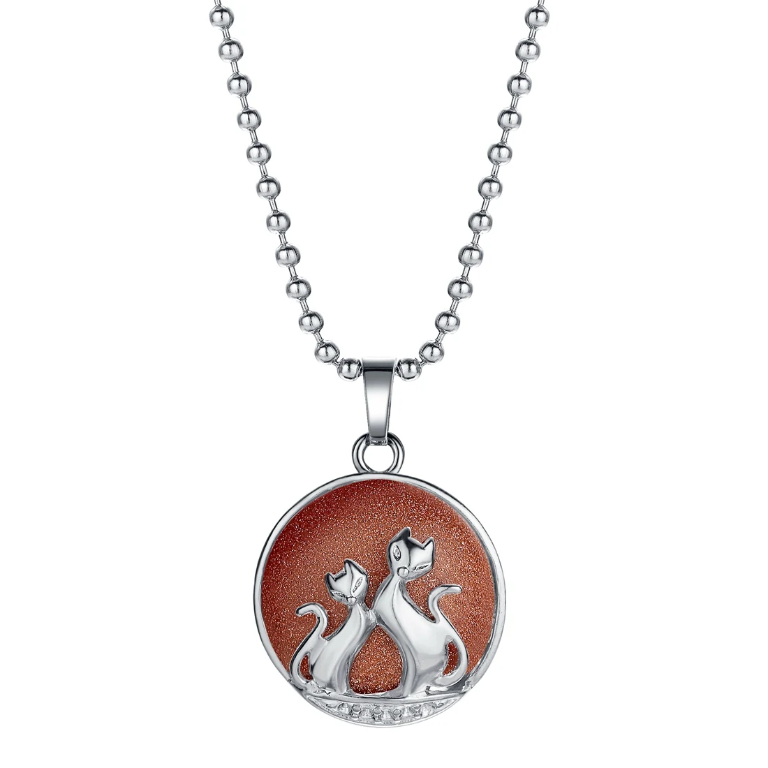 Goldstone SEVENSTONE женское ожерелье с подвеской рейки из натурального камня Angly Cat целебная Йога Медитация баланс ювелирные изделия колье для девушки - Окраска металла: Goldstone