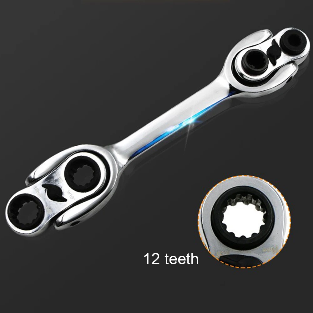 Многофункциональный Трещоточный подвижный гаечный ключ с двойной головкой