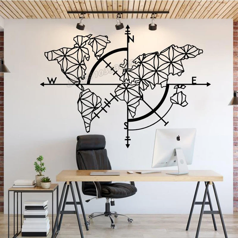 Mappa Del Mondo Adesivo Decorazioni Per Ufficio Mappa Del Mondo Adesivi Murali Ufficio Citazione Lavoro Di Squadra Motivazione Business Wall Decor Dec
