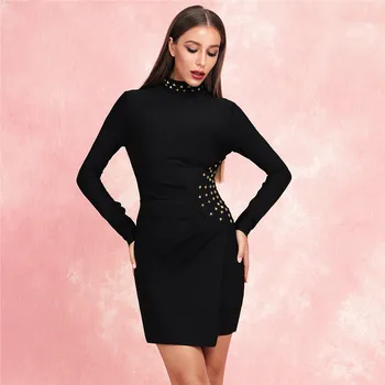 

2019 summer dress women party vestidos sexy dresses bodycon autumn bandage dress vintage elegant black long sleeve clothes