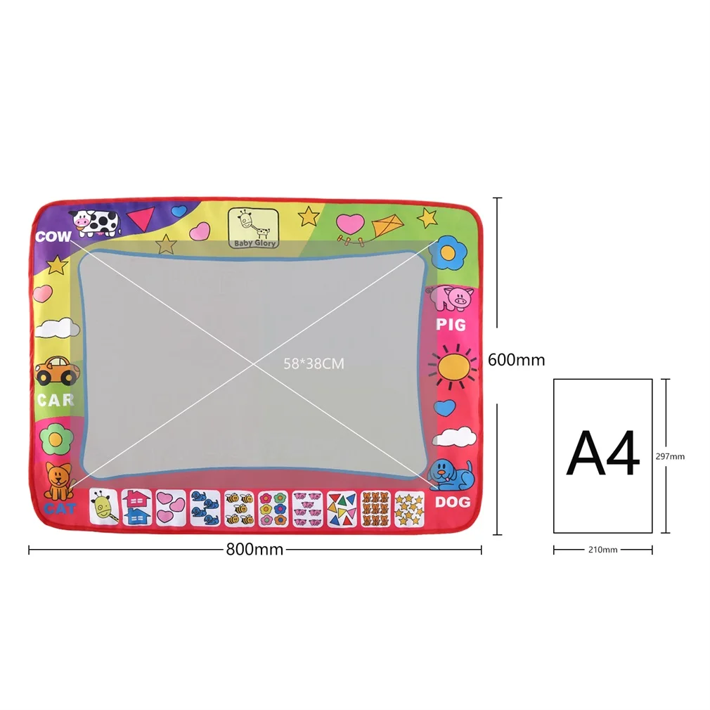 

80x60cm Water Painting Doodle Mat Writing Graffiti Cloth Magic Water Blanket Canvas for Kids to Write Draw Doodle Stamp On