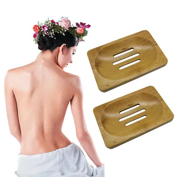 

2Pcs Bamboo Soap Box Excellent Unique design Natural Bamboo Soap Dish Storage Holder Bath Shower Bathroom Accessories