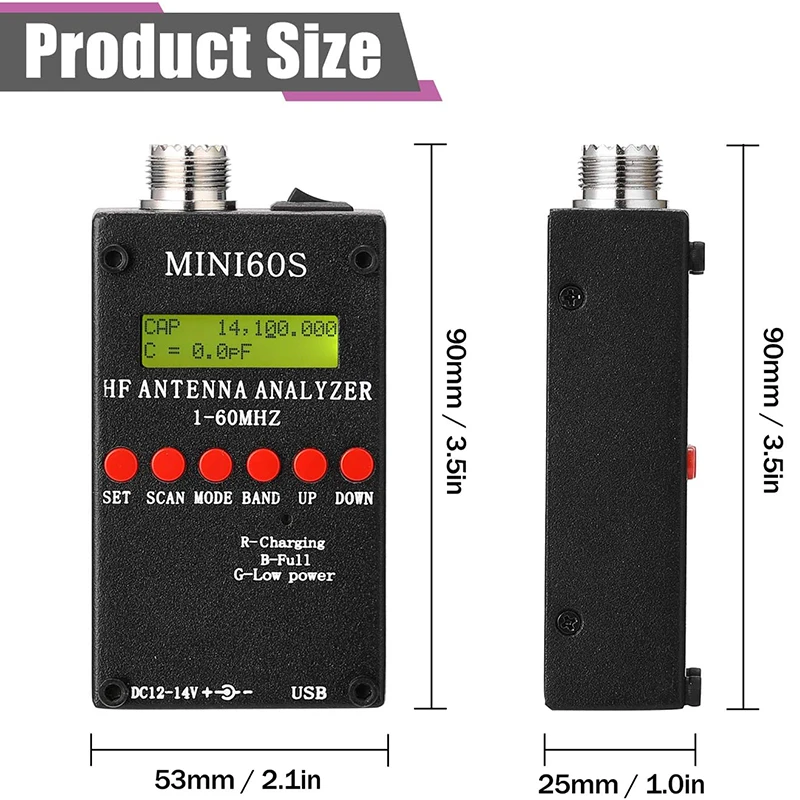 Mini60S 1 60MHz HF ANT SWR антенна анализатор метр с BT Android APP PC программное обеспечение для Ham