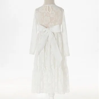 

Baby Baptism Christening Dress Bow Knot Princess Birthday Party Wedding Kids Dresses For Girls Ball Gown Girls Dress Lace Rose