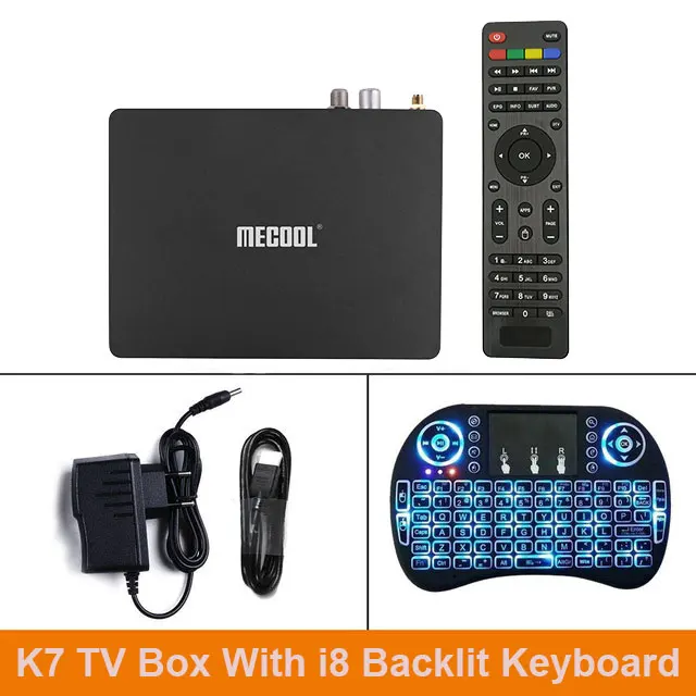 Mecool K7 tv Box 4 Гб DDR4 64 Гб rom Amlogic S905X2 DVB T2 DVB S2 Android 9,0 двойная WiFi приставка светодиодный антенна дисплея телеприставка - Цвет: K7 TV BOX i8 Backlit
