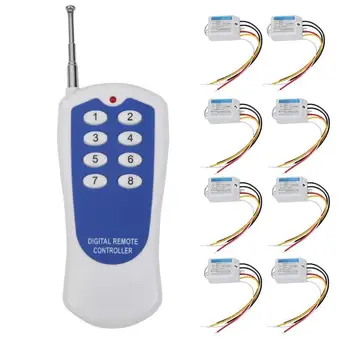 

8 Way ON/OFF 220V Wireless Remote Control Switch Digital Controller for Light 8 Group Independent Control for Each Group