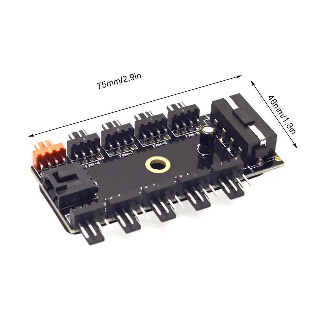 10-Port 12V 4 Pin PWM CPU Cooling Fan Hub SATA Controller Power Supply Spliter Adapter Computer PWM Function Cooling Fan