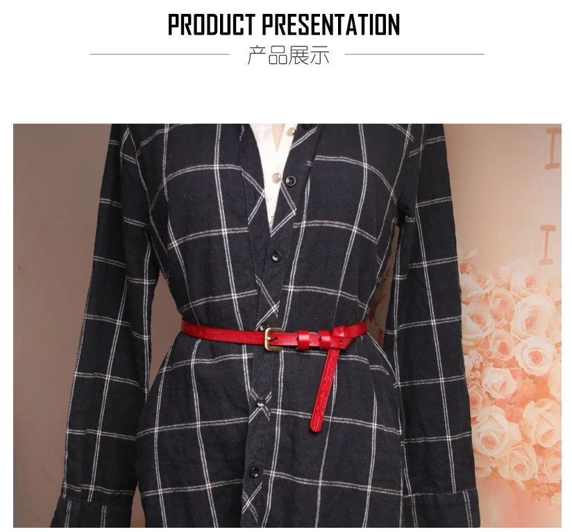 Vintage Style Cow Genuine Leather Printing Thin Women Casual Belt Cummerbund For Girl Pin Buckle Belts For Women AD0894