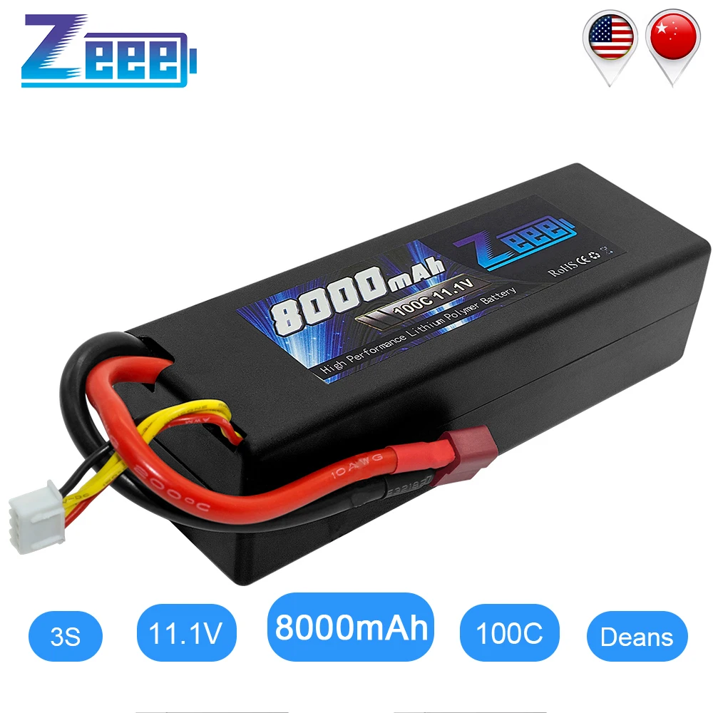 Zeee провод с силикатной гелевой Батарея 11,1 V 8000mAh 3S RC Батарея Lipo 100C с деканов штекер для автомобиля RC грузовик радиоуправляемая автомодель трагги FPV Самолет катер багги